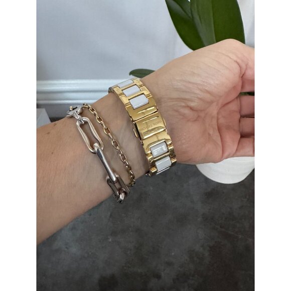 Michael Kors Women's Camille Gold-Tone Acrylic White Bracelet Watch MK5945 - Picture 11 of 15